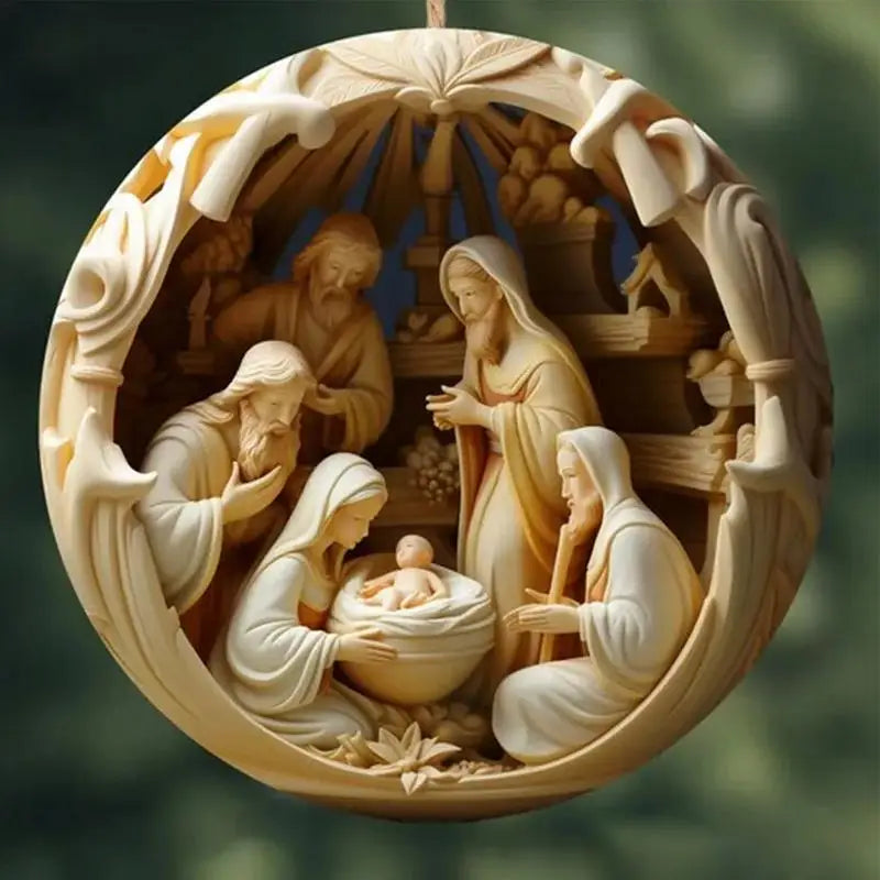 Enfeite de Natal - Ornamento 3D Nascimento de Jesus de Acrílico - Compre 3 Leve 5 Peças